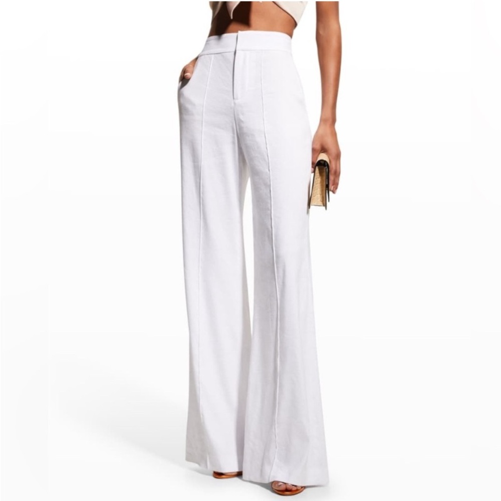 ALICE AND OLIVIA Dylan Linen High Waist Wide Leg Pants